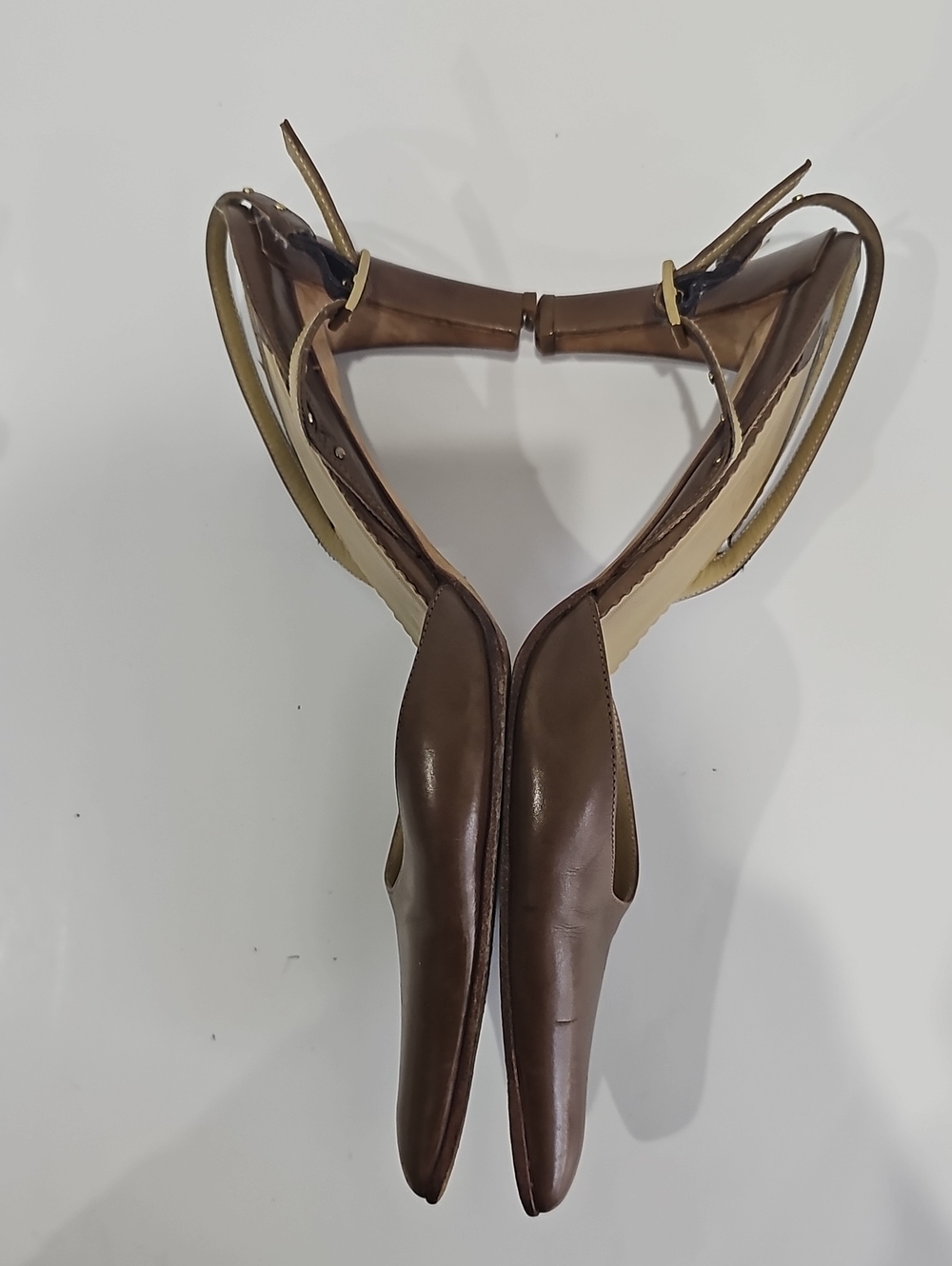 GUCCI Brown Leather Heel Size 6 Slingback Pumps pointed - Picture 6 of 14